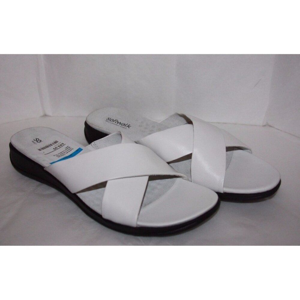 Soft Walk Tillman Women's 11 Narrow White soft nappa leather slides - New